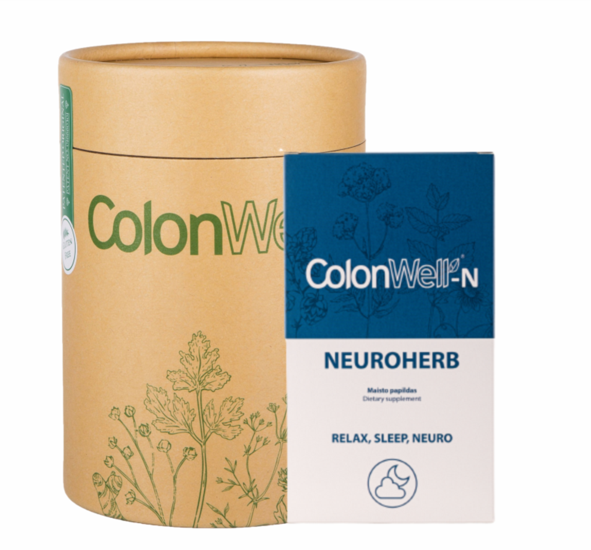 Colonwell.lt produktas - ColonWell (natūralaus skonio) 400g. + Neuroherb - maisto papildas (miegui, nervų sistemai)