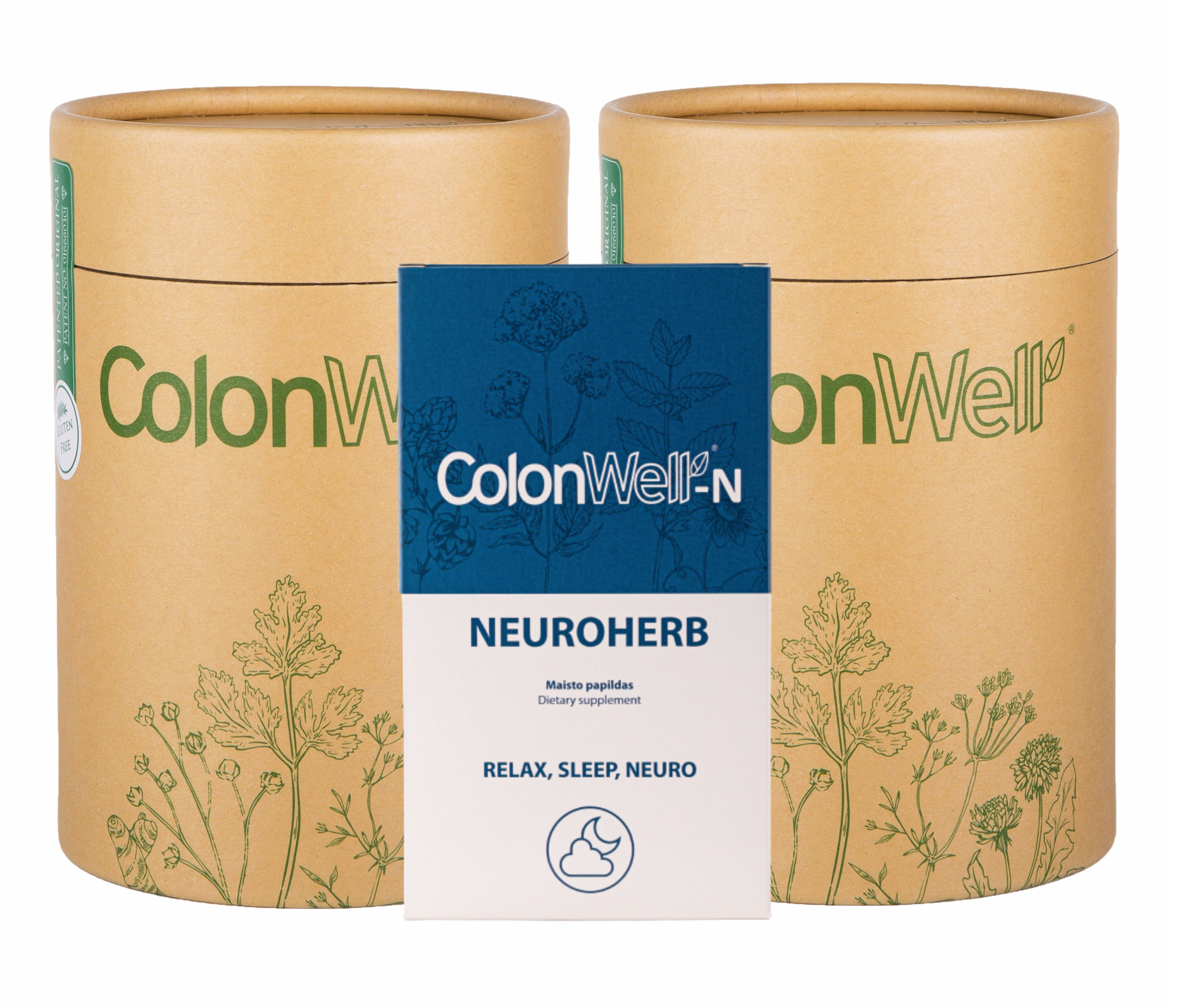 Colonwell.lt produktas - AKCIJA! 2vnt. ColonWell + DOVANA Neuroherb - maisto papildas, miegui, nervų sistemai